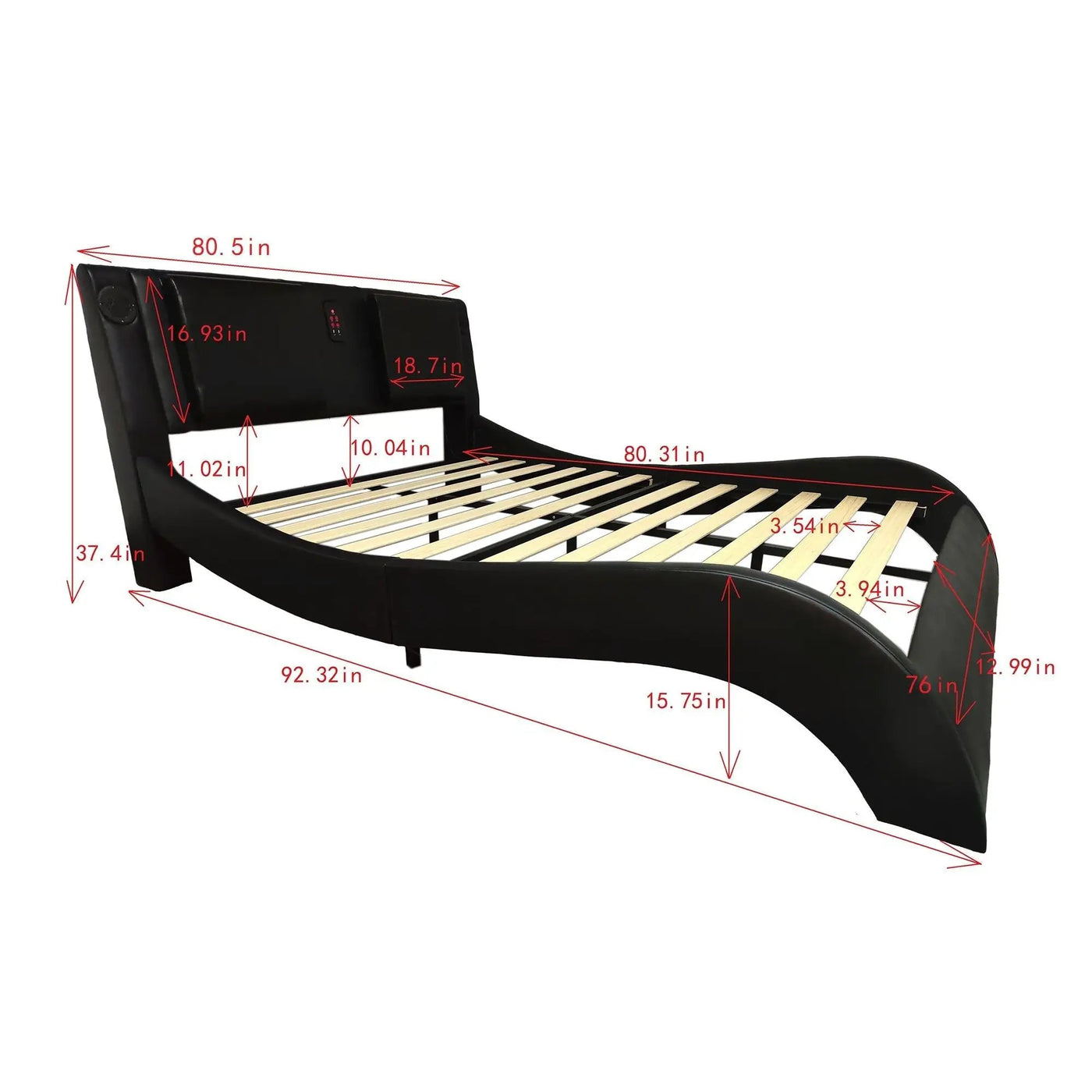 Platform Bed Frame With LED Lighting, Bluetooth Music, Vibration Massage by HouseOfZazla