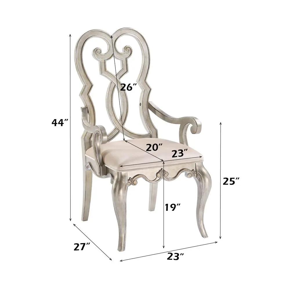 Esteban - Arm Chair (Set of 2) - Ivory Velvet & Antique Champagne by Unique Piece Furniture