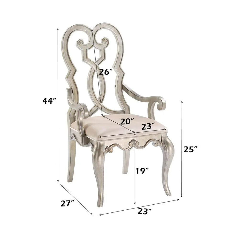 Esteban - Arm Chair (Set of 2) - Ivory Velvet & Antique Champagne by Unique Piece Furniture