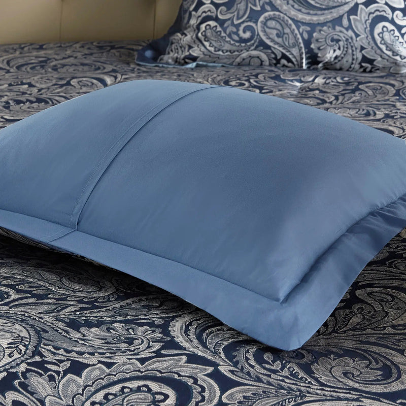 12 Piece Comforter Set with Cotton Bed Sheets Navy King by HouseOfZazla