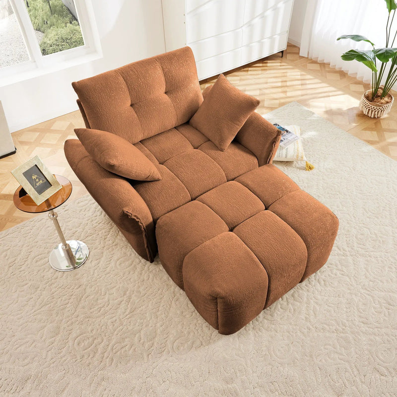 Ergonomic Single Seater Sofa With Ottoman, High Resilience Support Cushions by HouseOfZazla