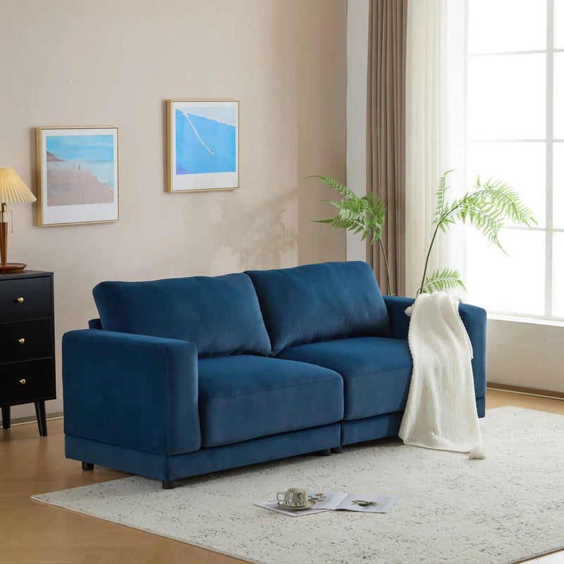 Modern Square Arm Sofa With Soft Fabric Upholstery, Deep Cushions by HouseOfZazla
