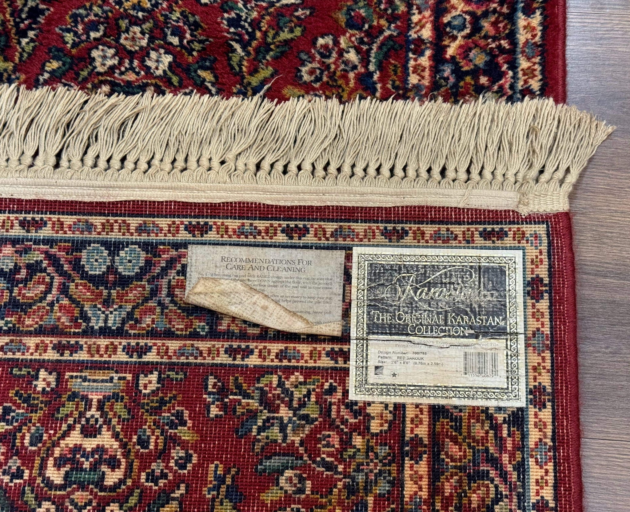 Karastan Runner Rug 2.6 x 8.6, Red Sarouk #785, Original 700 Series, Wool, Rare by Jewel Rugs