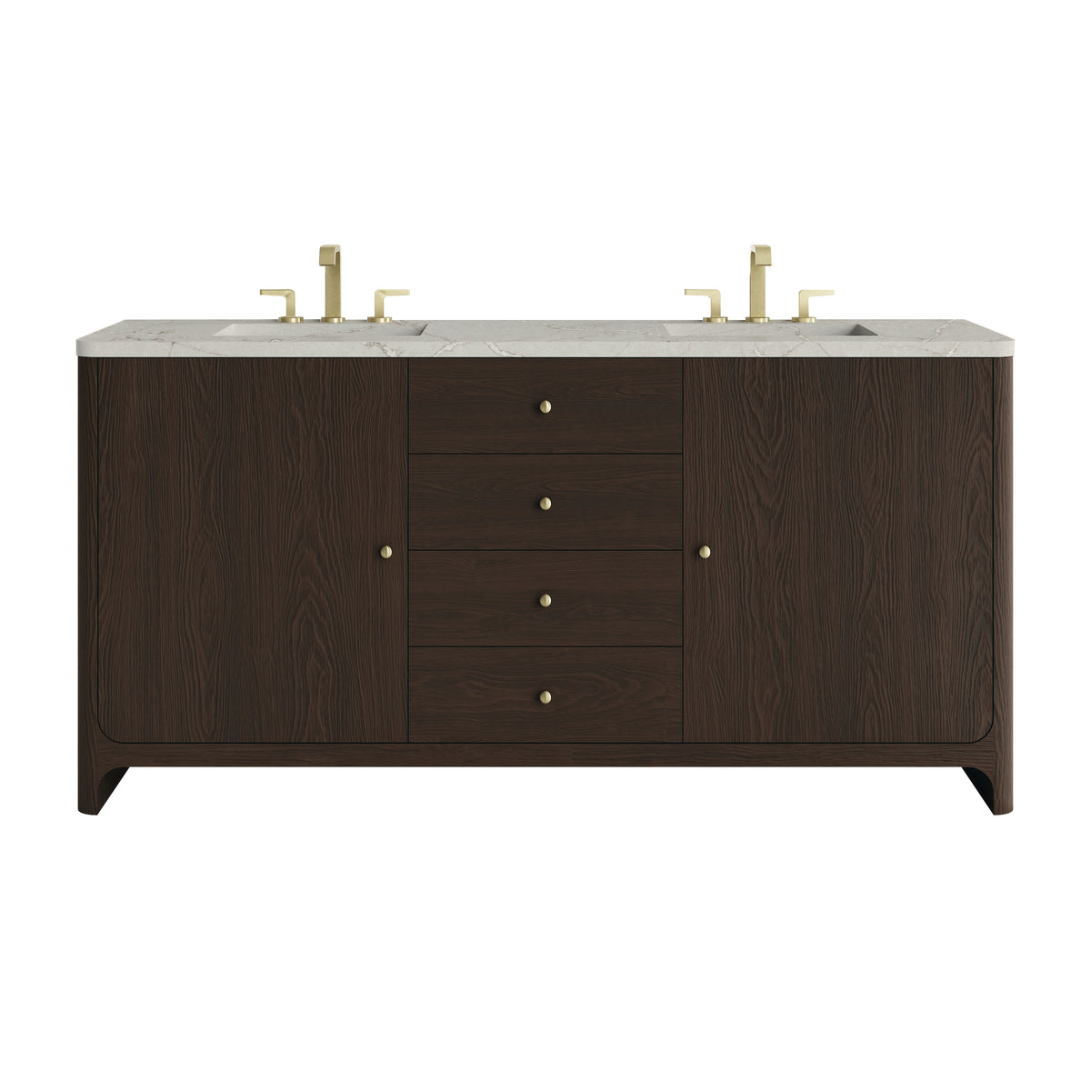 James Martin Gracyn 72" Double Bathroom Vanity, Sable with Victorian Silver (Quartz, Widespread) countertop