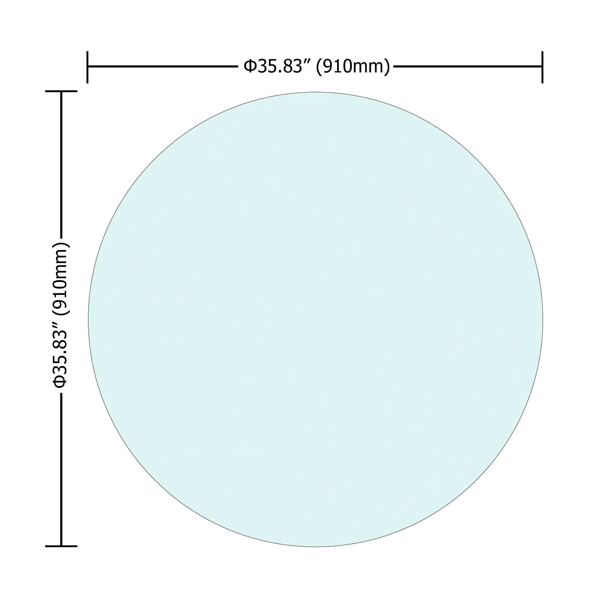 36" Round Tempered Glass Table Top Clear Glass 1 / 4" Thick Flat Polished Edge - Transparent by HouseOfZazla