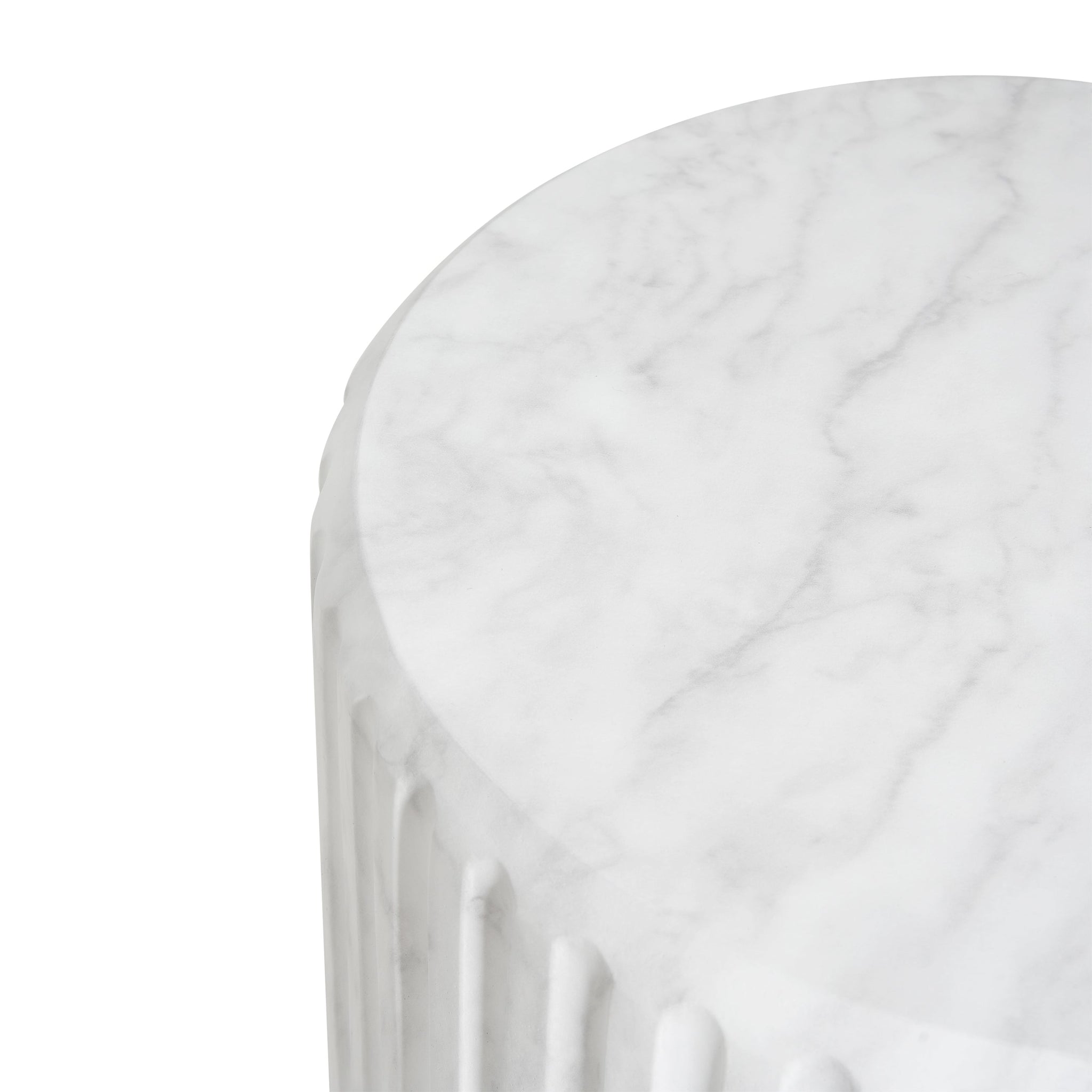 Outdoor Cicci Carved Side Table, White by HouseOfZazla