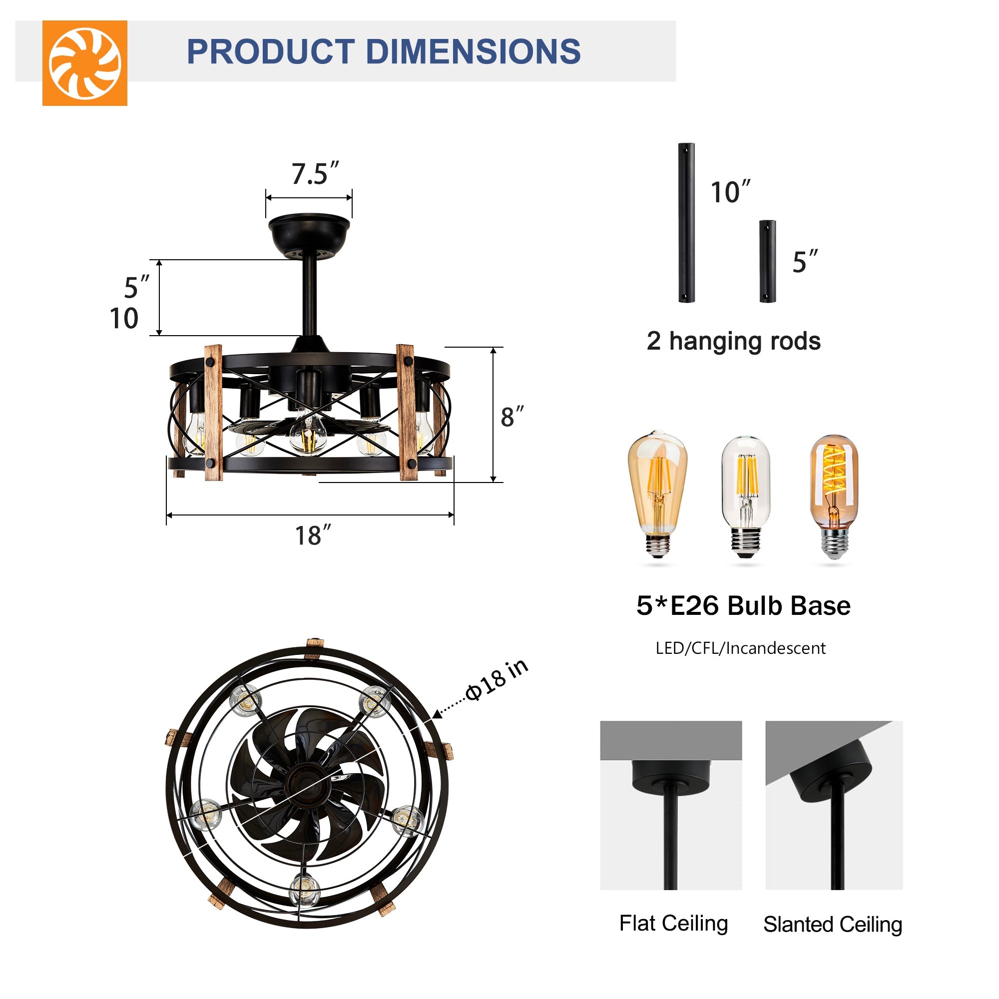 20'' Cage Ceiling Fan With Remote Control by HouseOfZazla