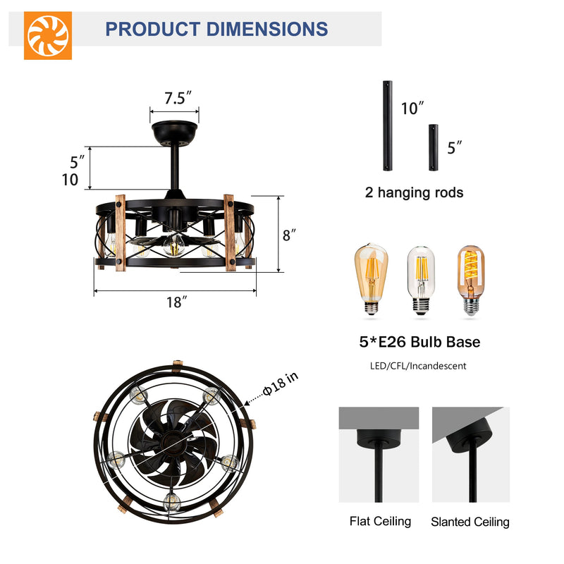 20'' Cage Ceiling Fan With Remote Control by HouseOfZazla