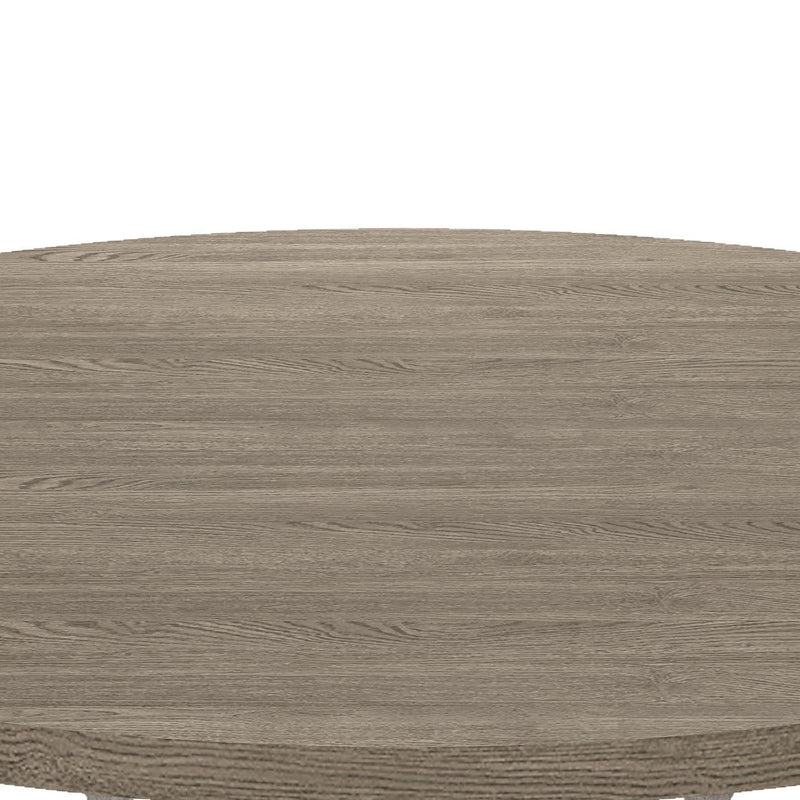 Round Dining Table with White Pedestal Base - White and Gray, photo 5 of 5