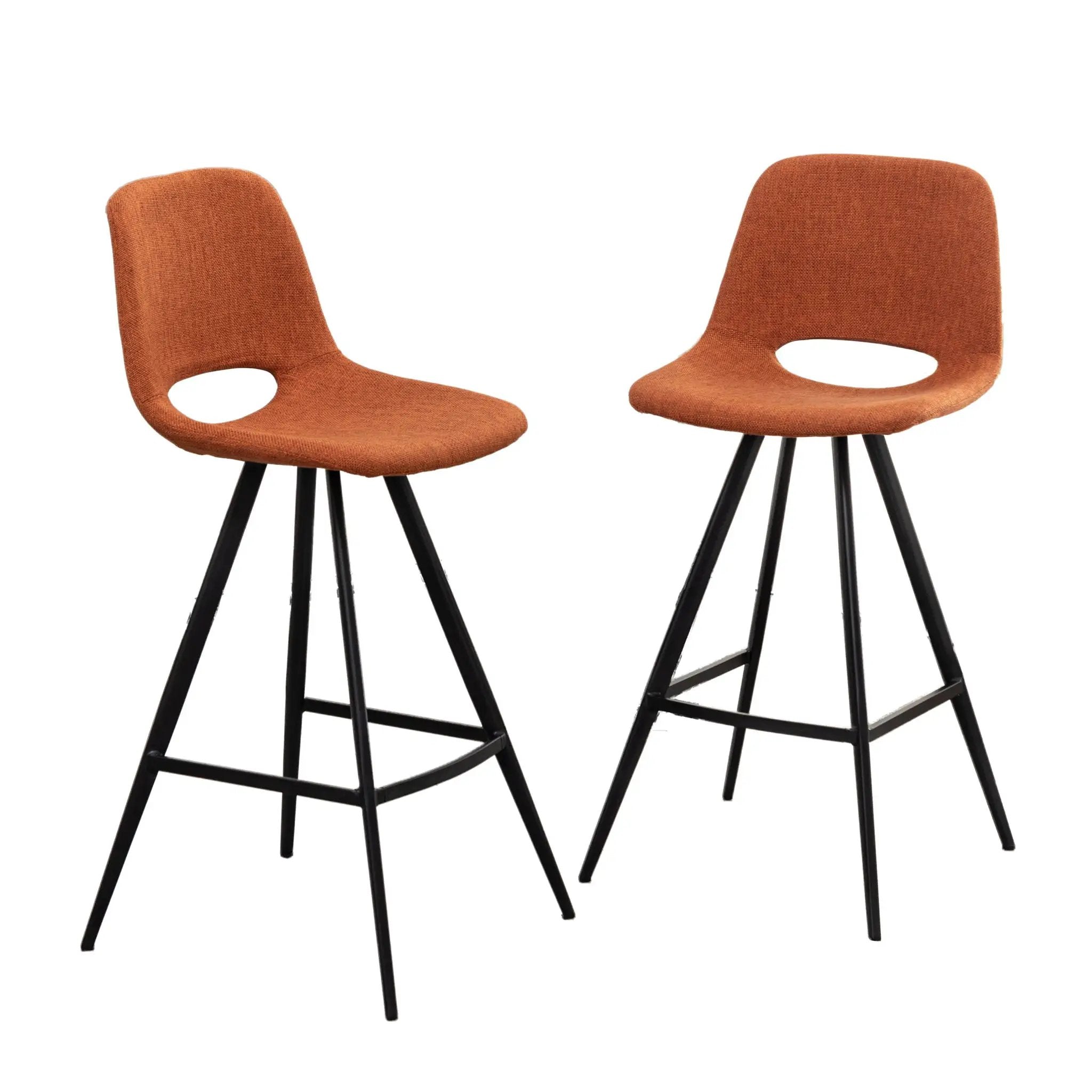Porth - 28.25" Fabric Kitchen Counter Height Stools (Set of 2) - Orange by HouseOfZazla