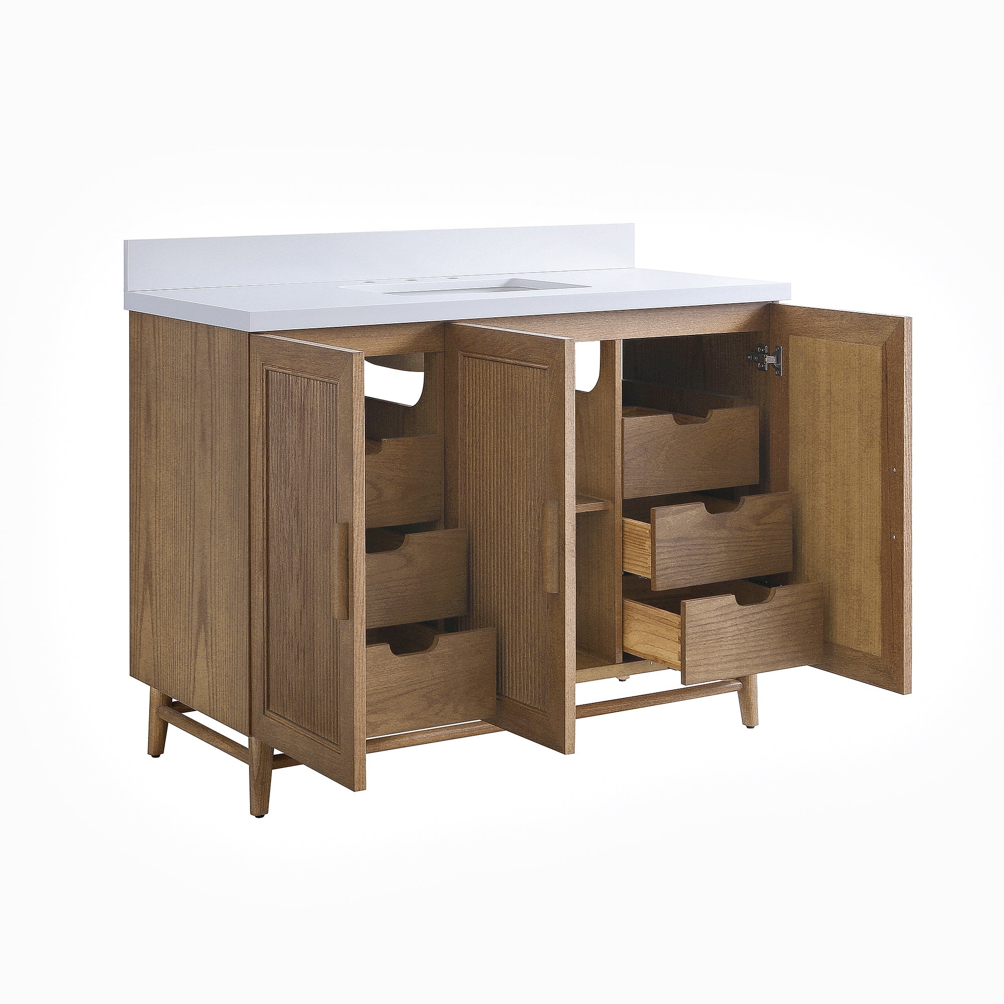 Fully Assembled 48" Freestanding Single Sink Light Coffee Bathroom Vanity by HouseOfZazla