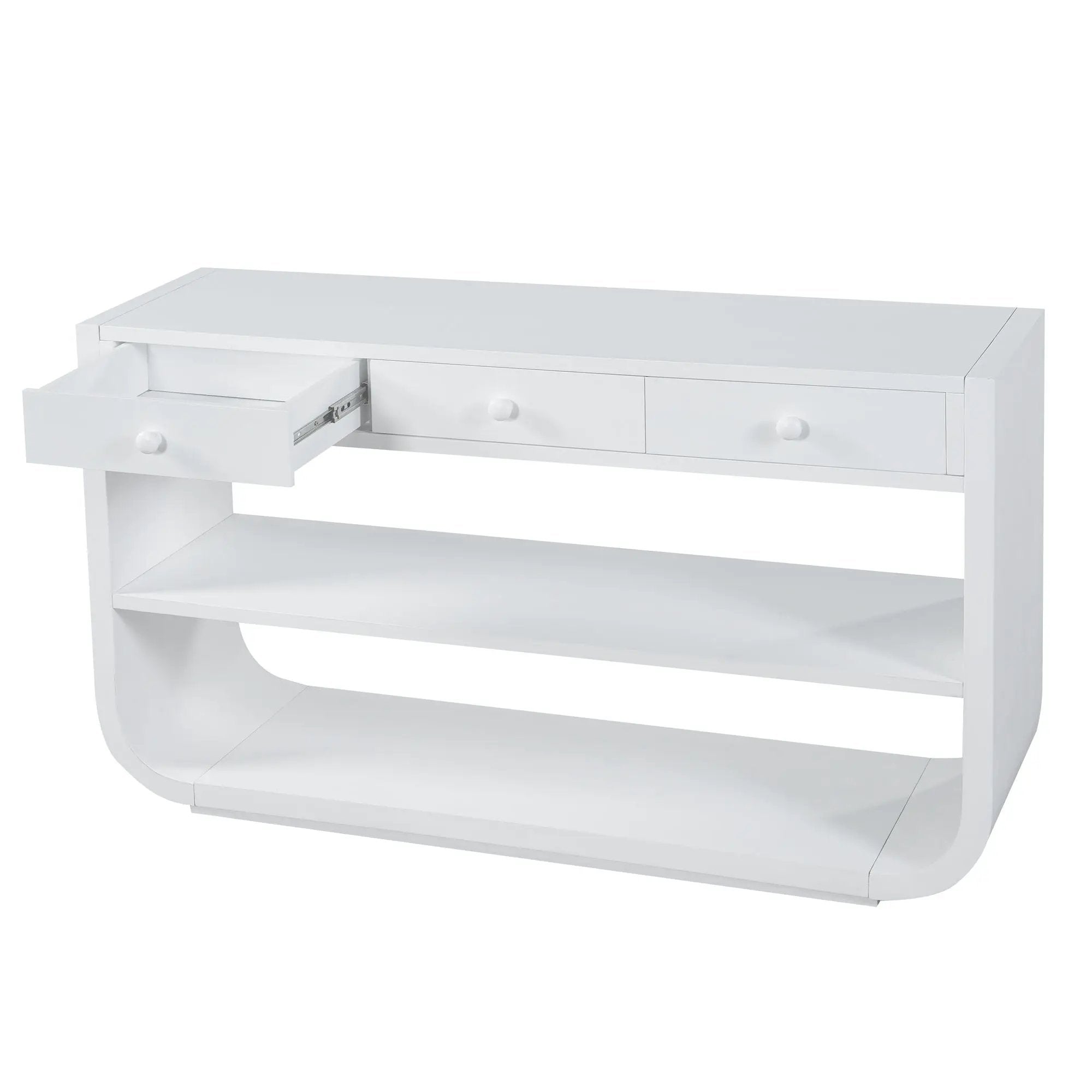 Console Table With 3 Soft Close Drawers & 2 Open Shelves by HouseOfZazla