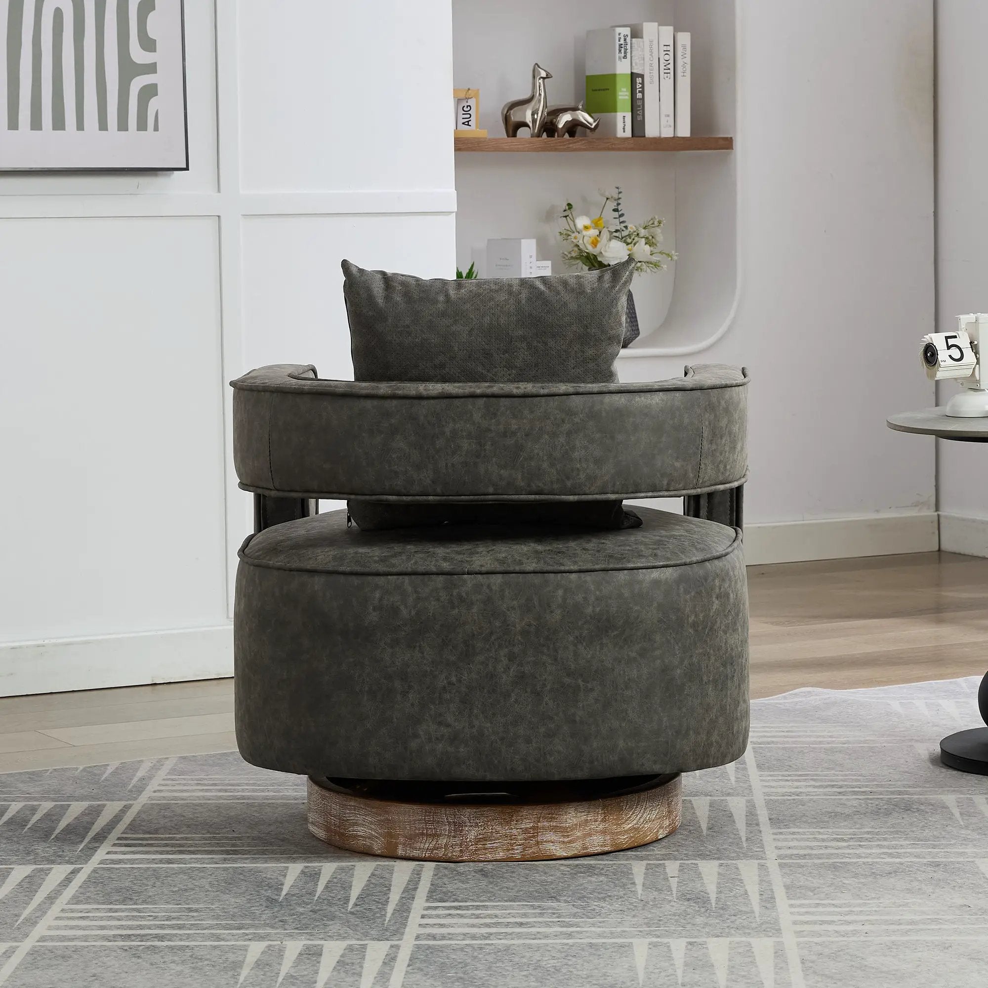 29.1"W Swivel Accent Open Back Barrel Chair by HouseOfZazla