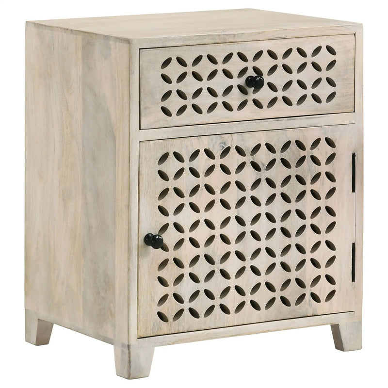 August 1-drawer Trellis Pattern Storage Cabinet White Washed by Unique Piece Furniture
