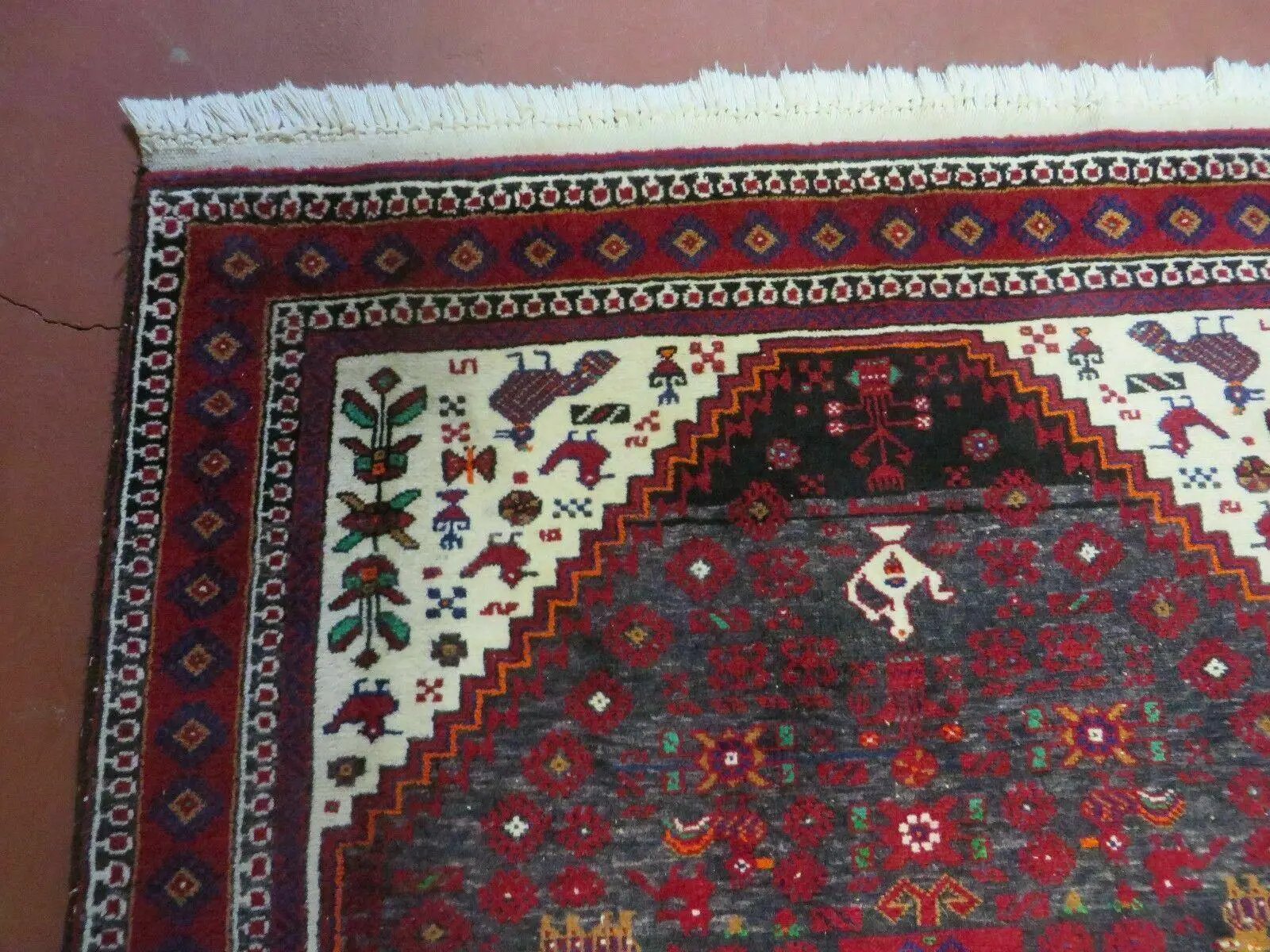4' X 7' Vintage Handmade Indian Jaipur Rug Bird Carpet by Jewel Rugs