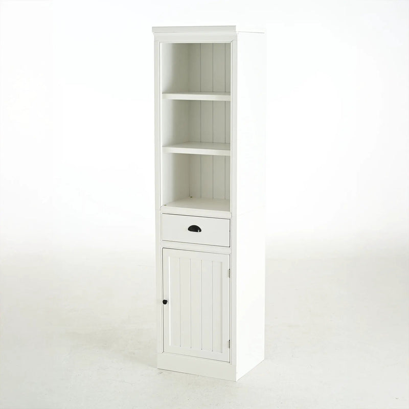 Retro Style 75'' Tall Display Shelf With Cabinet For Hallways Living Room Kitchen - White by HouseOfZazla