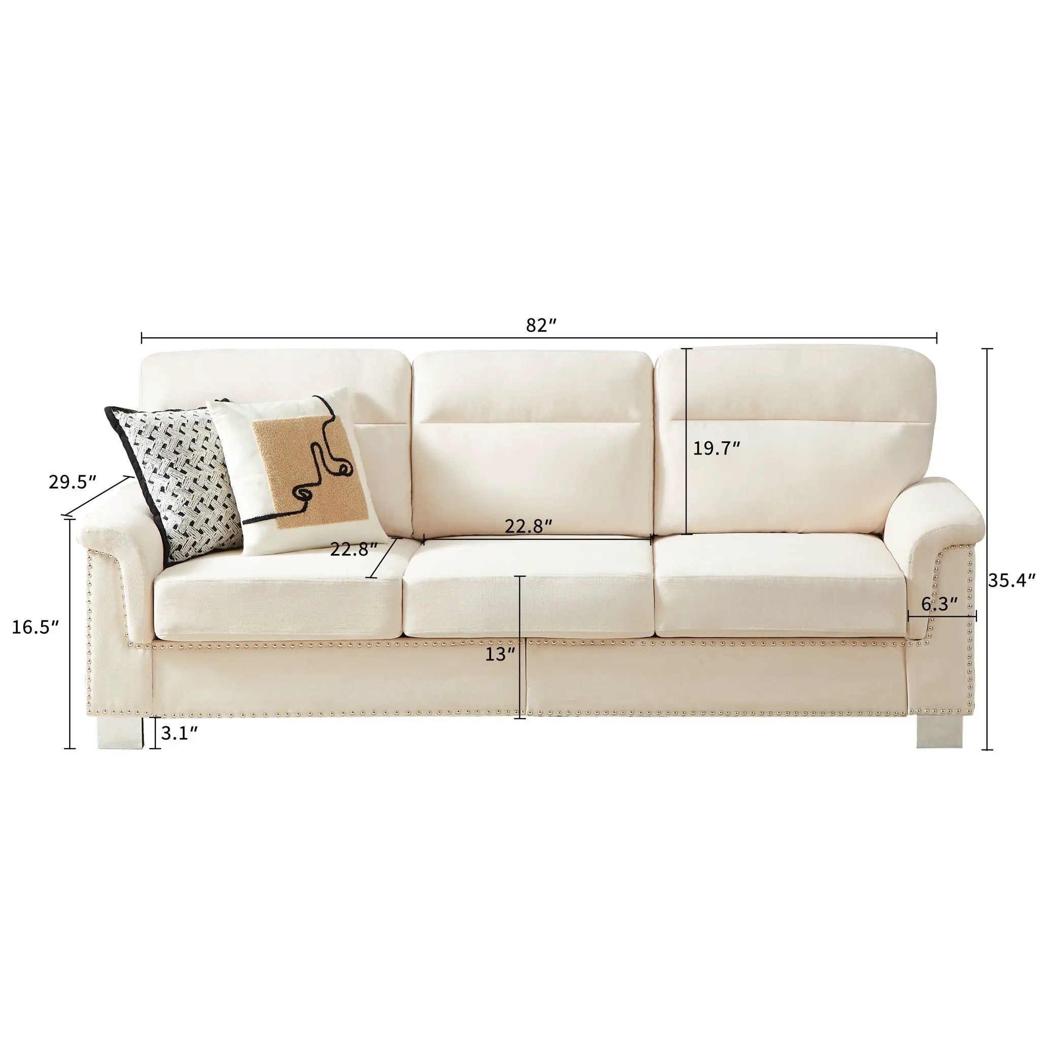 3 Seater Elegant Stationary Sofa by Unique Piece Furniture