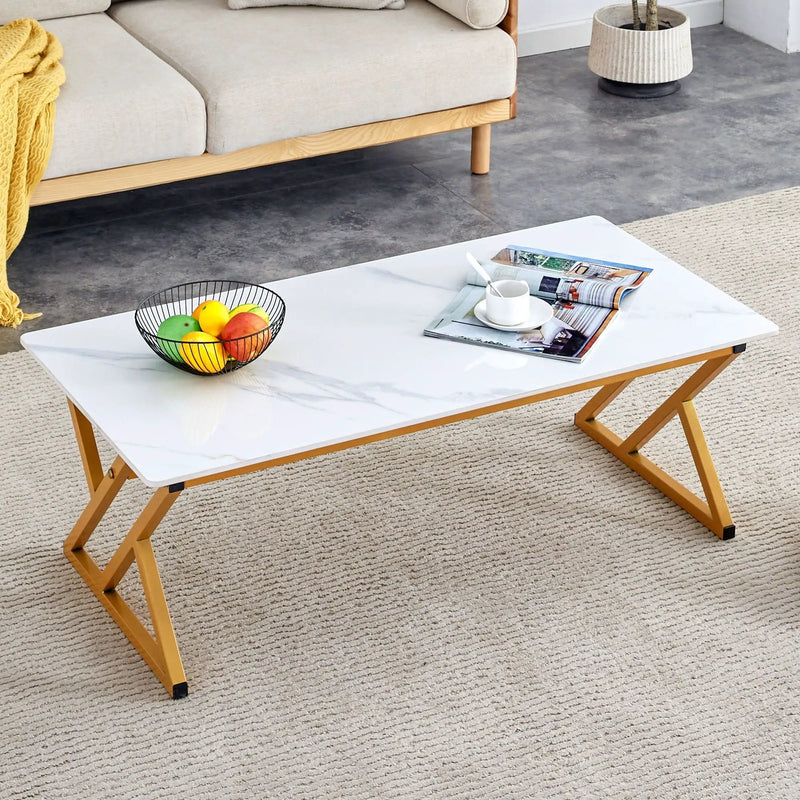 Modern Rock Slab Coffee Table With Metal Legs by HouseOfZazla