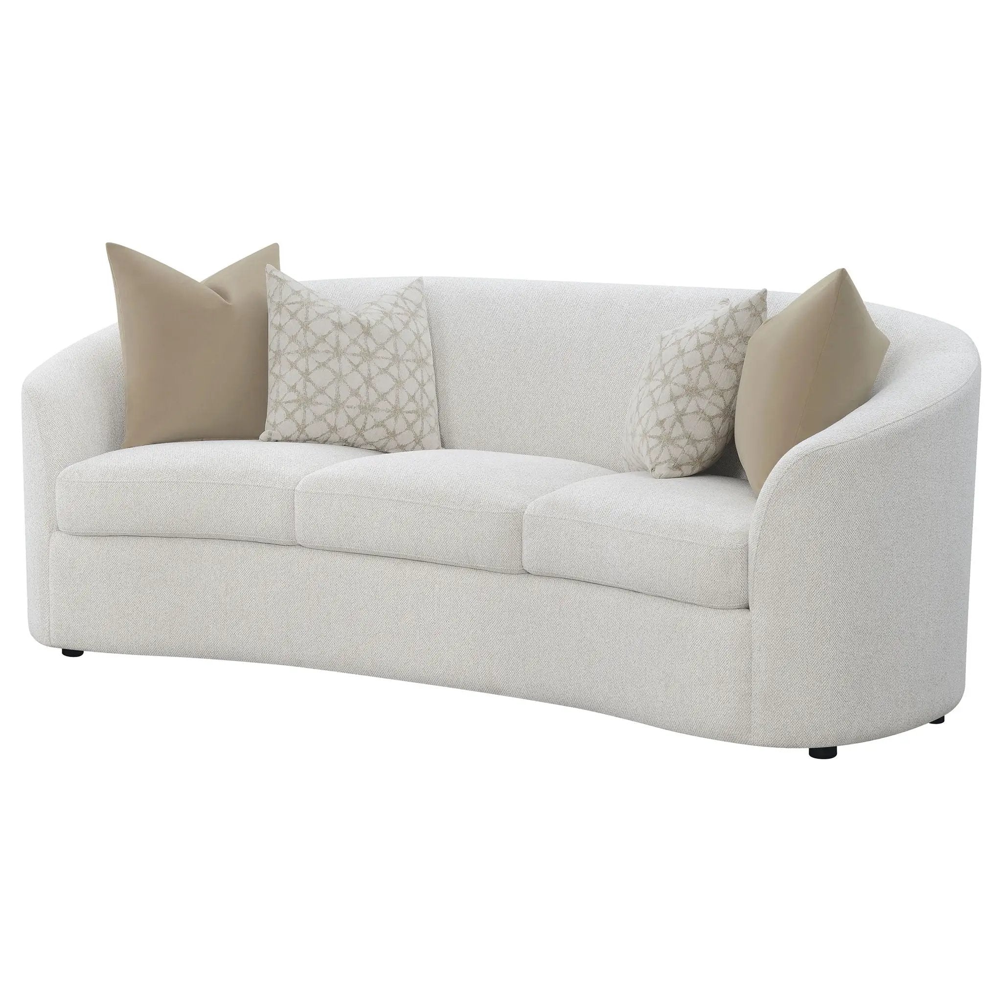 Rory - Sloped Arms Sofa With Pillows - Ivory by HouseOfZazla