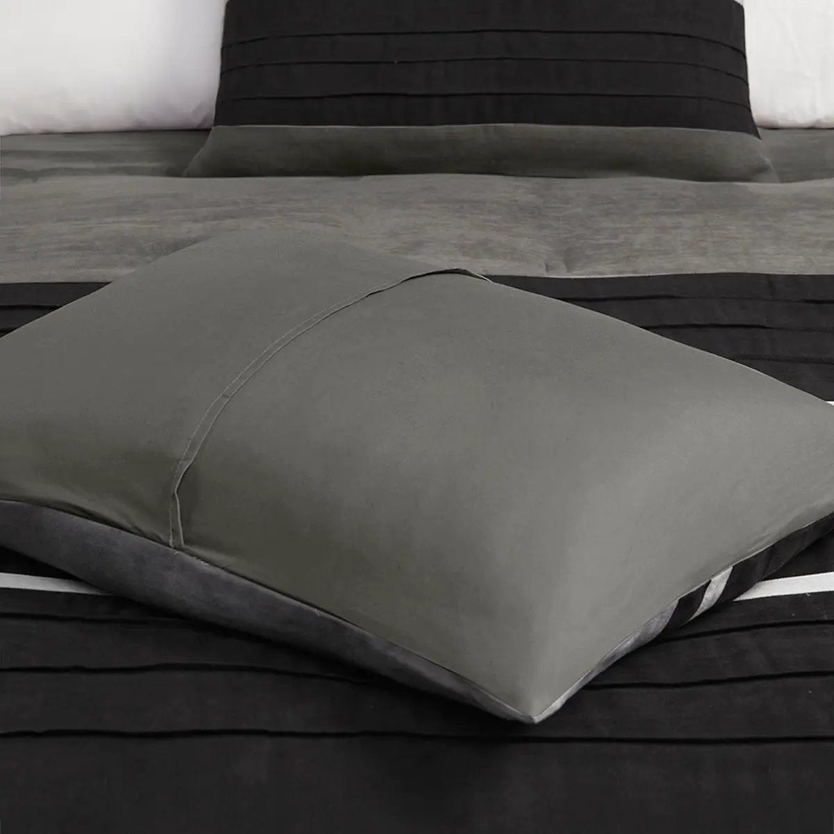 7 Piece Faux Suede Comforter Set Black King by HouseOfZazla