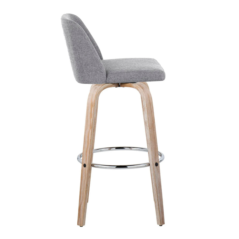 Toriano - Contemporary Fixed Height Barstool With Swivel & Round Footrest (Set of 2) by HouseOfZazla