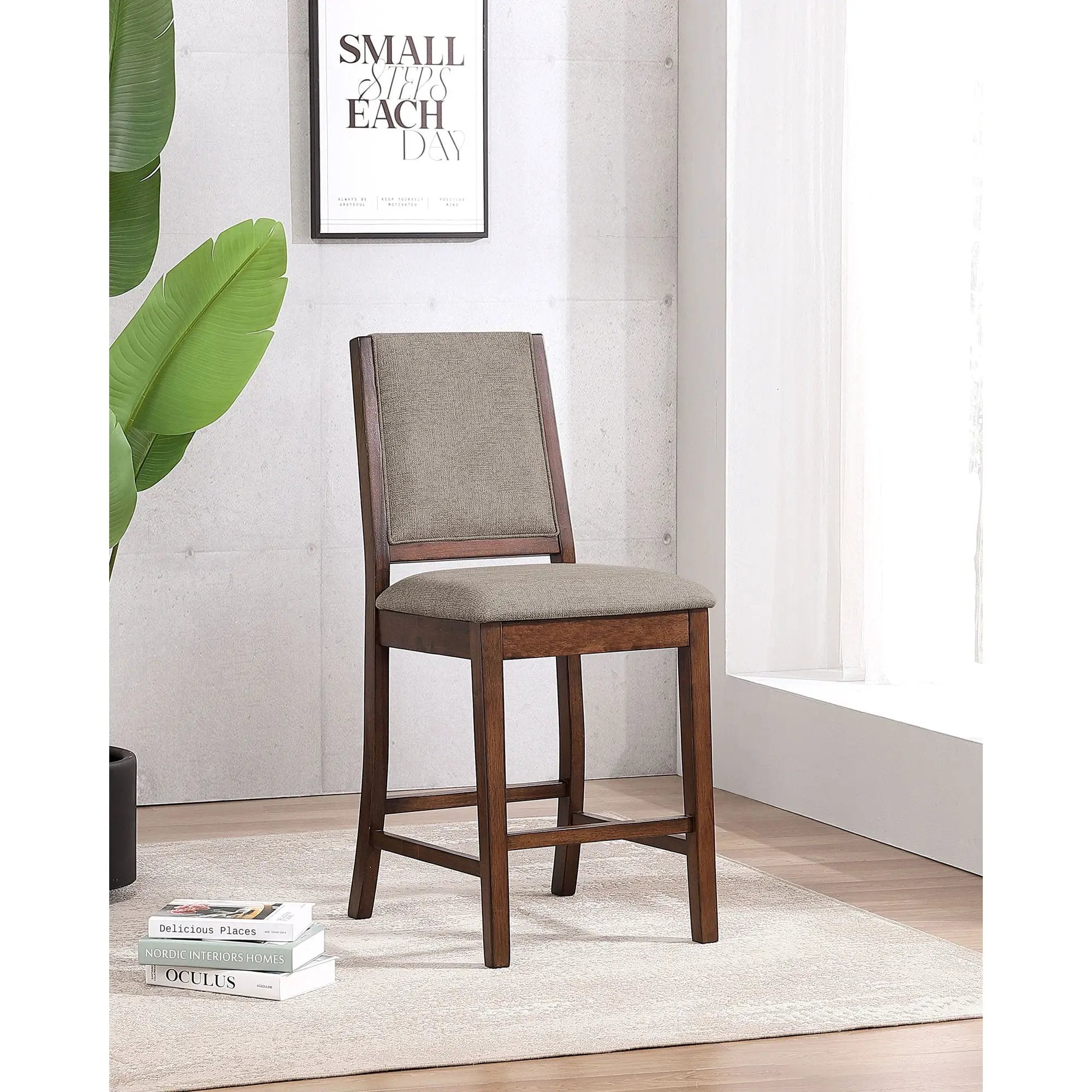 Allen - Upholstered Counter Chair (Set of 2) - Oak by HouseOfZazla
