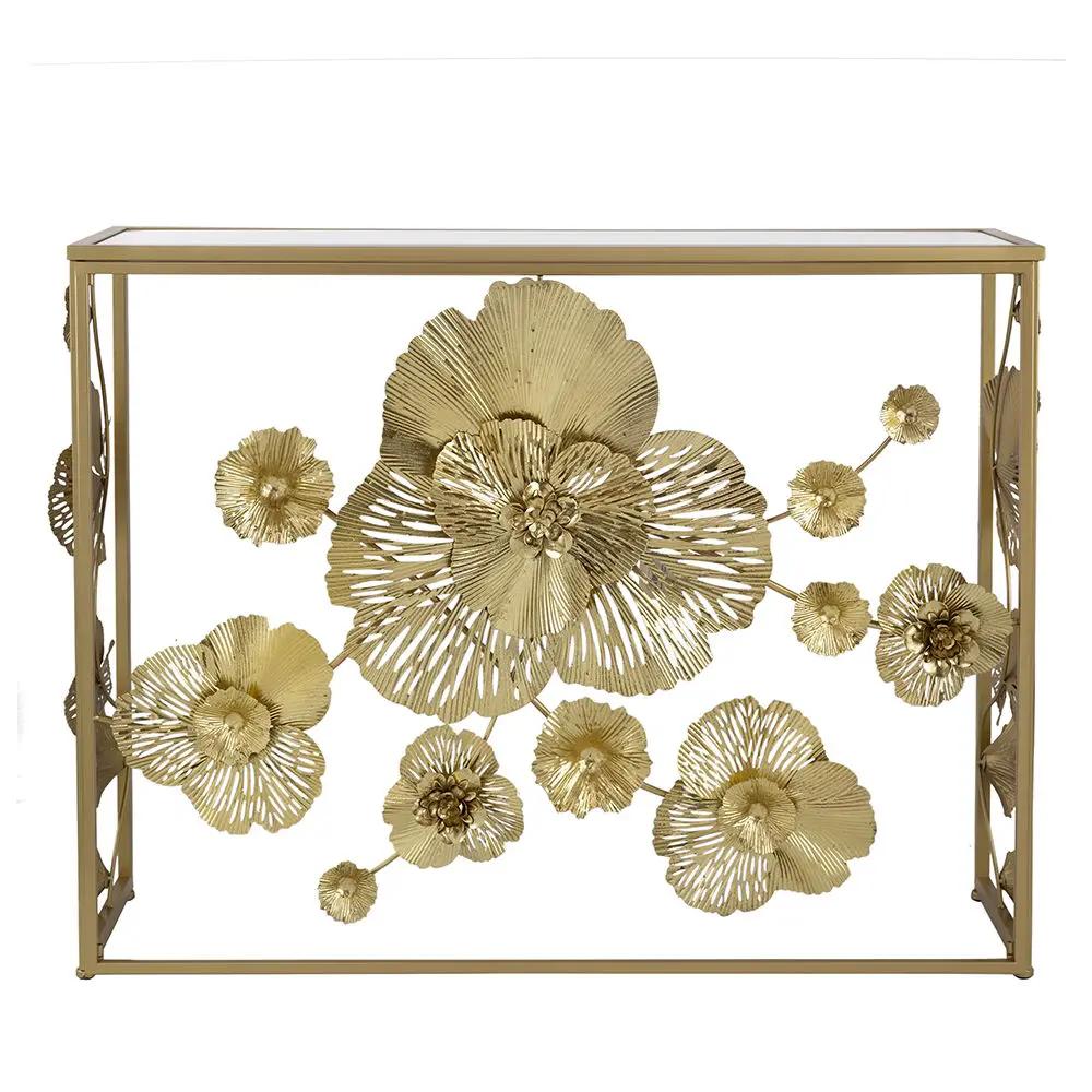 Console Table With Mirrored Glass Top, Modern Entryway Table For Living Room Foyer Entryway - Gold by HouseOfZazla