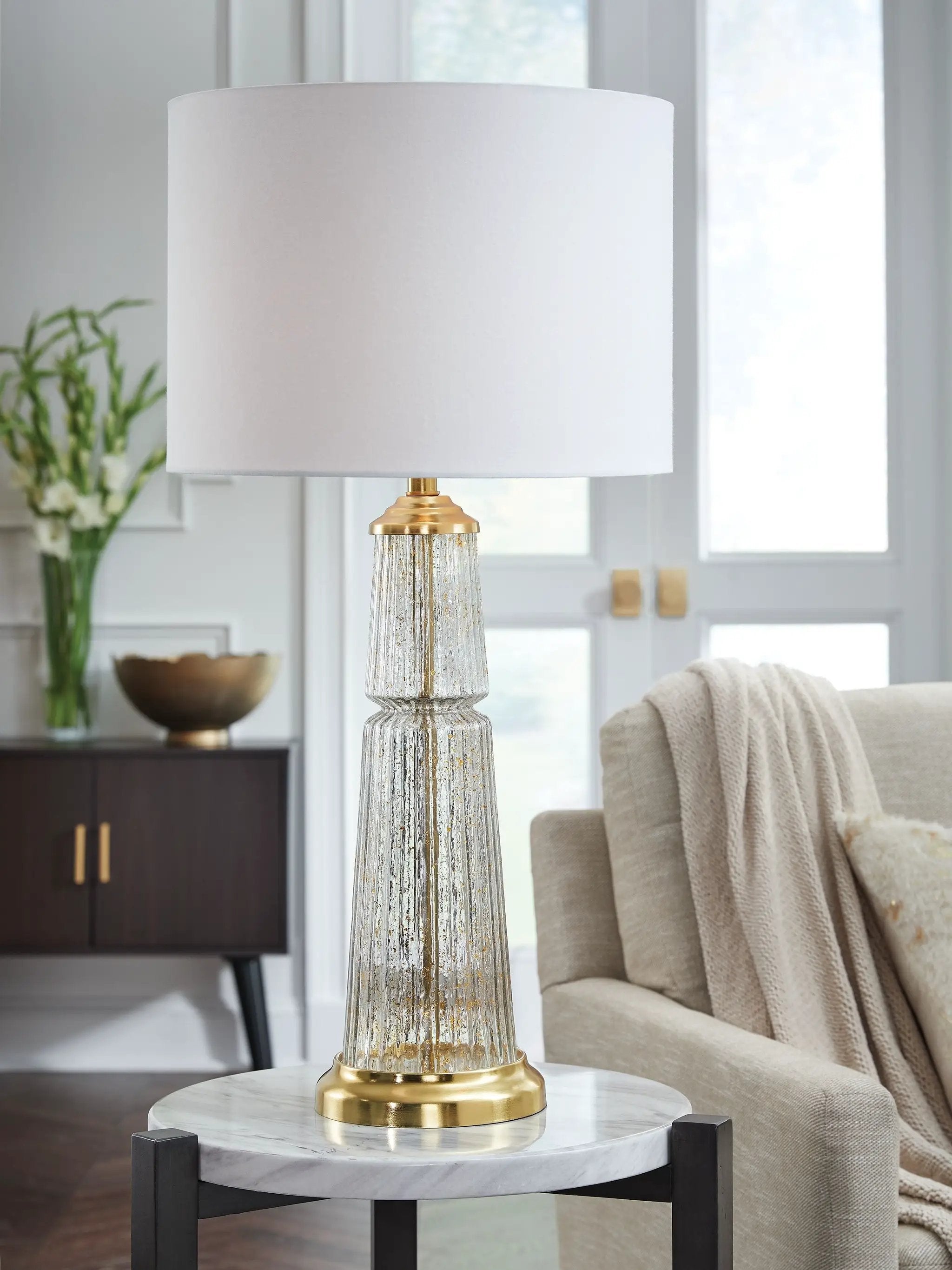 Bakersboro - Glass Table Lamp - Clear / Gold Finish by Unique Piece Furniture