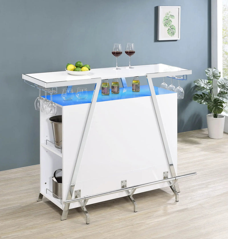 Araceli Freestanding LED Home Bar Cabinet White High Gloss by Unique Piece Furniture