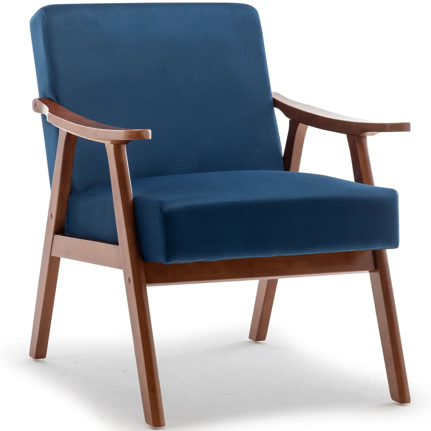 Mid Century Modern Accent Chair With Solid Wood Frame And Extra Thick Backrest by HouseOfZazla