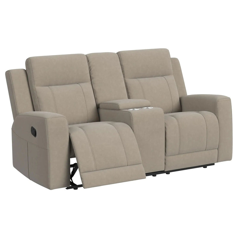 Brentwood Upholstered Motion Reclining Loveseat Taupe by Unique Piece Furniture