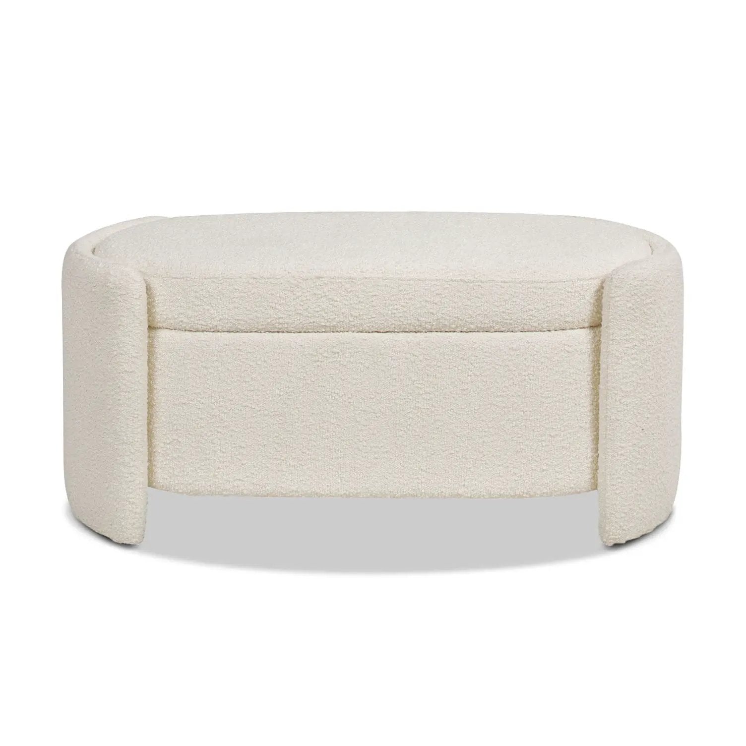 Fuji - Oval Storage Bench, Upholstered - Ivory White by HouseOfZazla