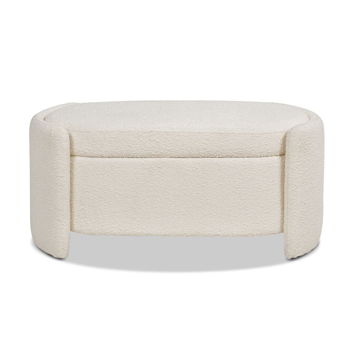 Ivory White Oval Storage Bench with Three-Compartment Interior - Upholstered, photo 11 of 12
