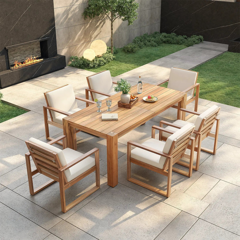 TREXM Patio Table and Chairs Set, 7-Piece Outdoor Dining Set for 6 by HouseOfZazla
