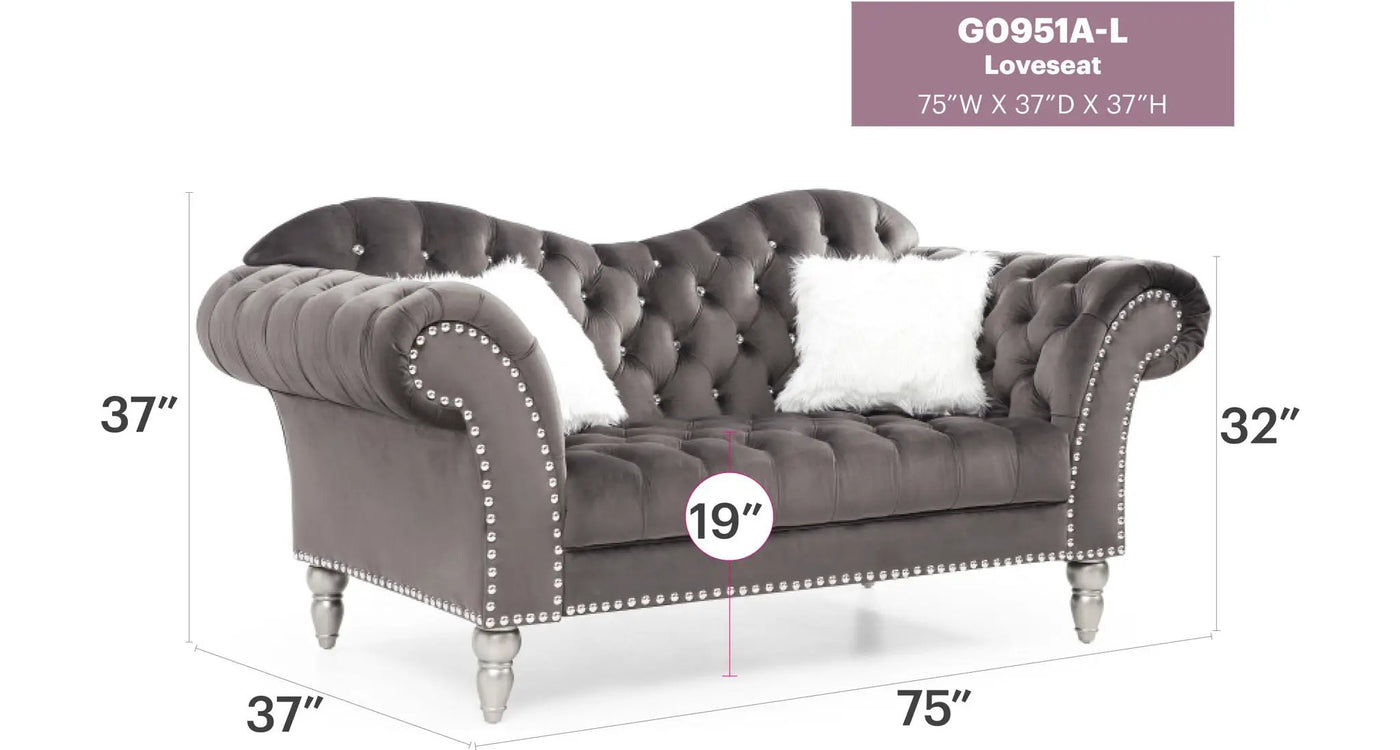 Elegant Round Arm Loveseat by HouseOfZazla