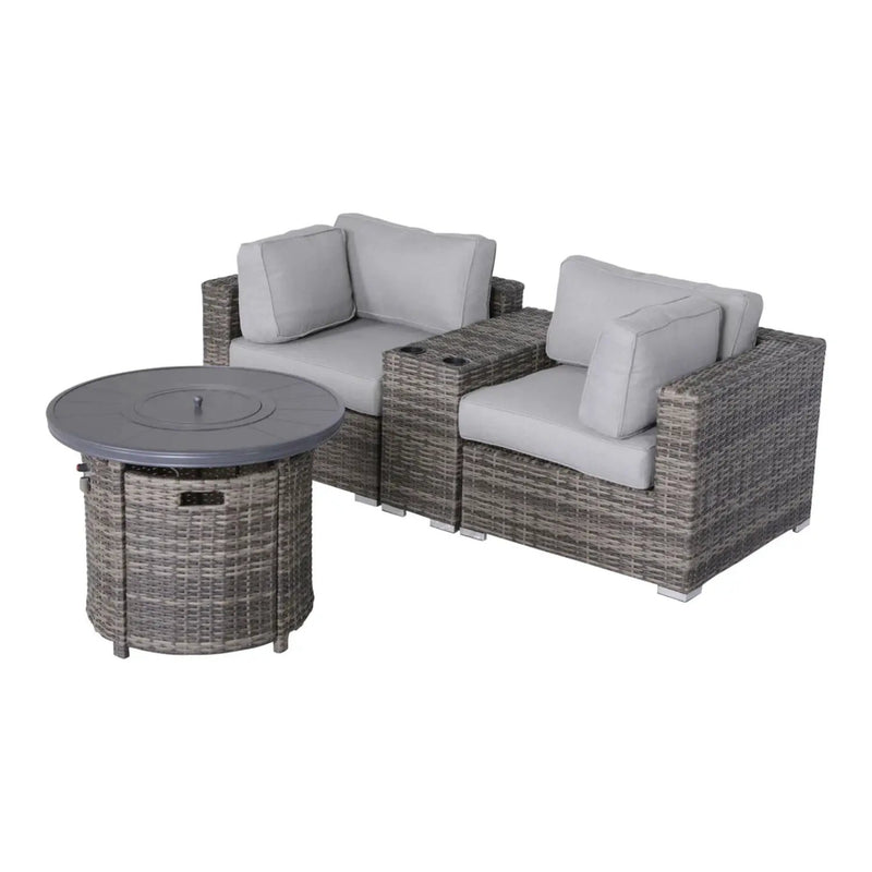 Rattan Patio Set With Comfortable Cushions And Fire Pit by Unique Piece Furniture