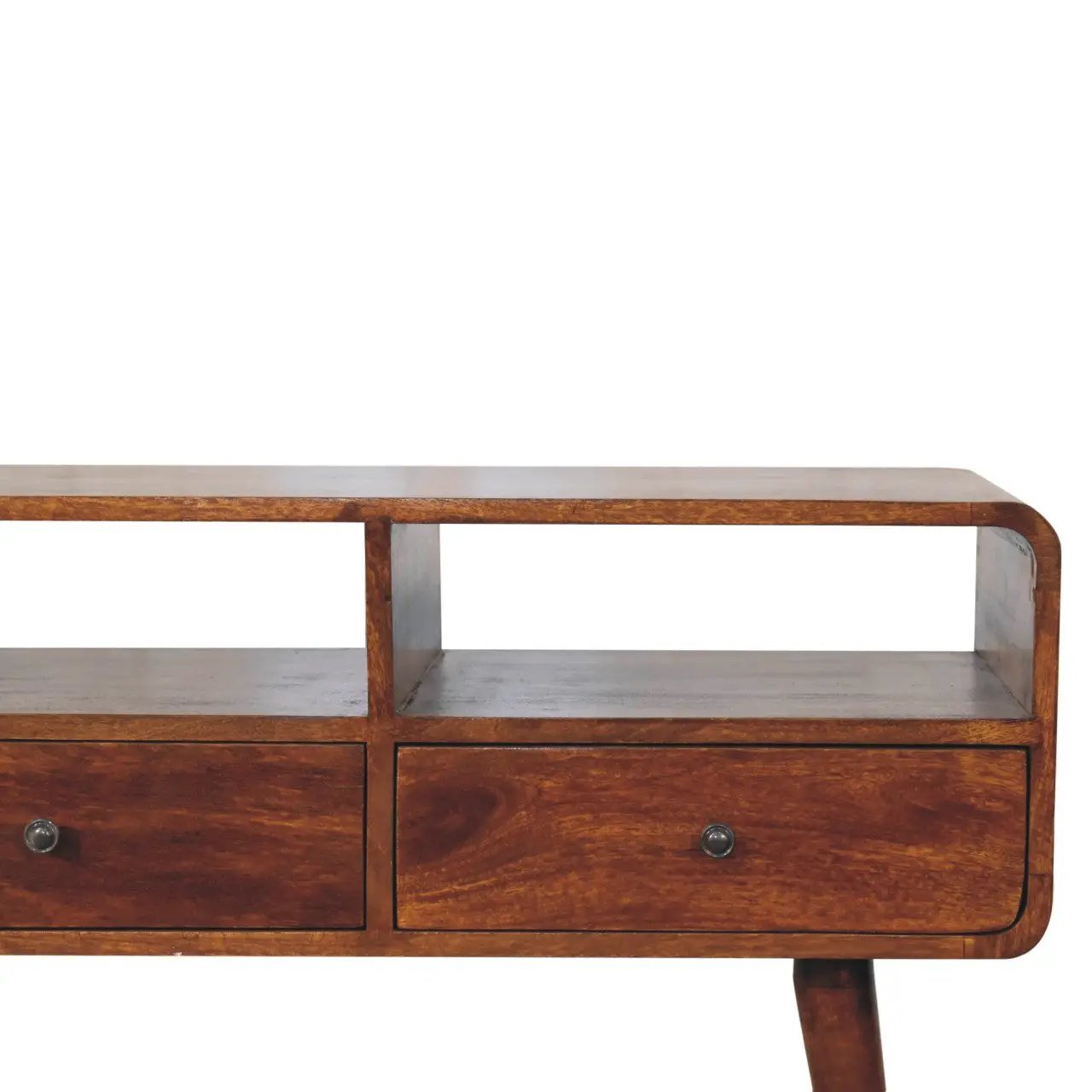 Solid Wood Triple Curved Chestnut Console Table by HouseOfZazla