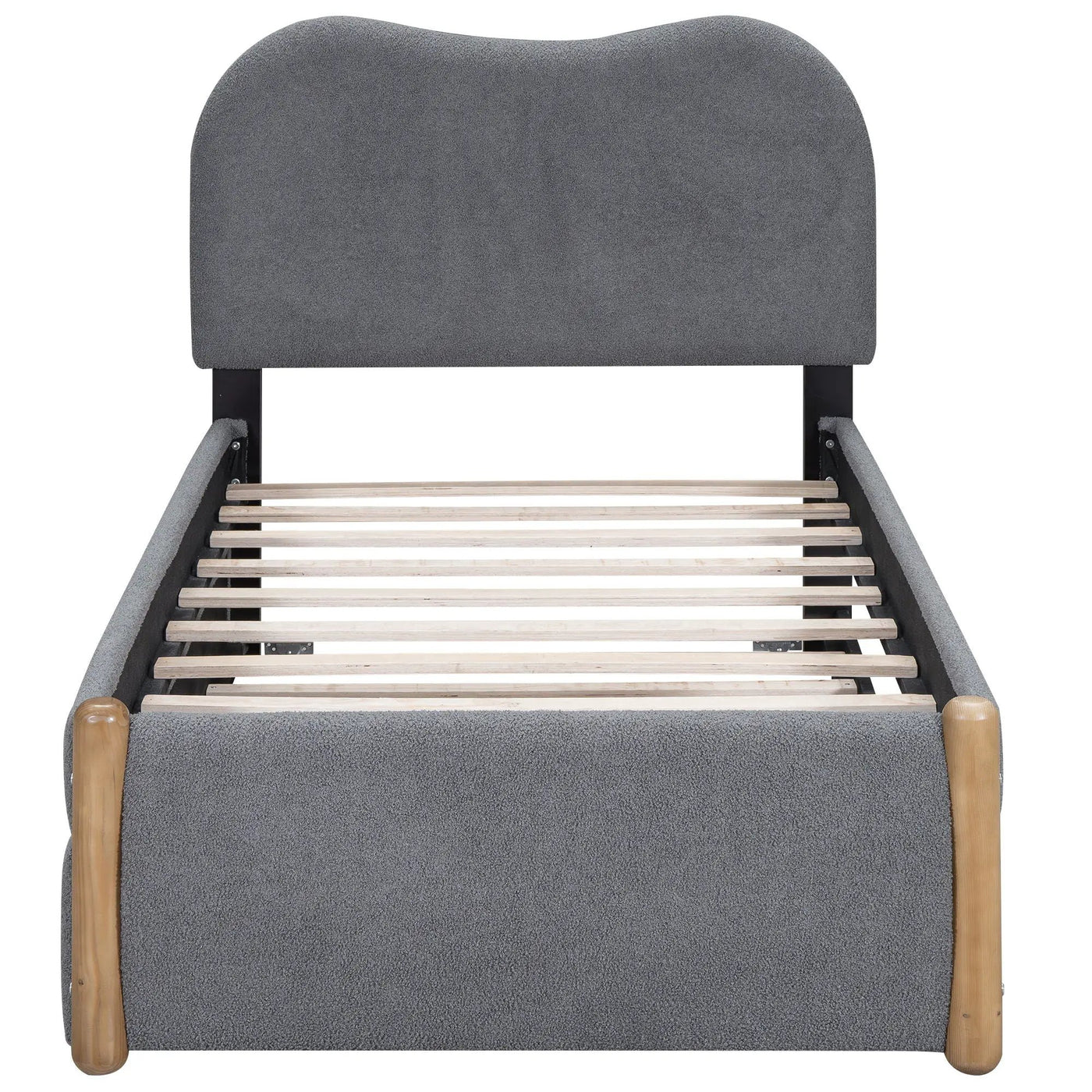 Upholstered Platform Bed With Wood Supporting Feet And Trundle by Unique Piece Furniture