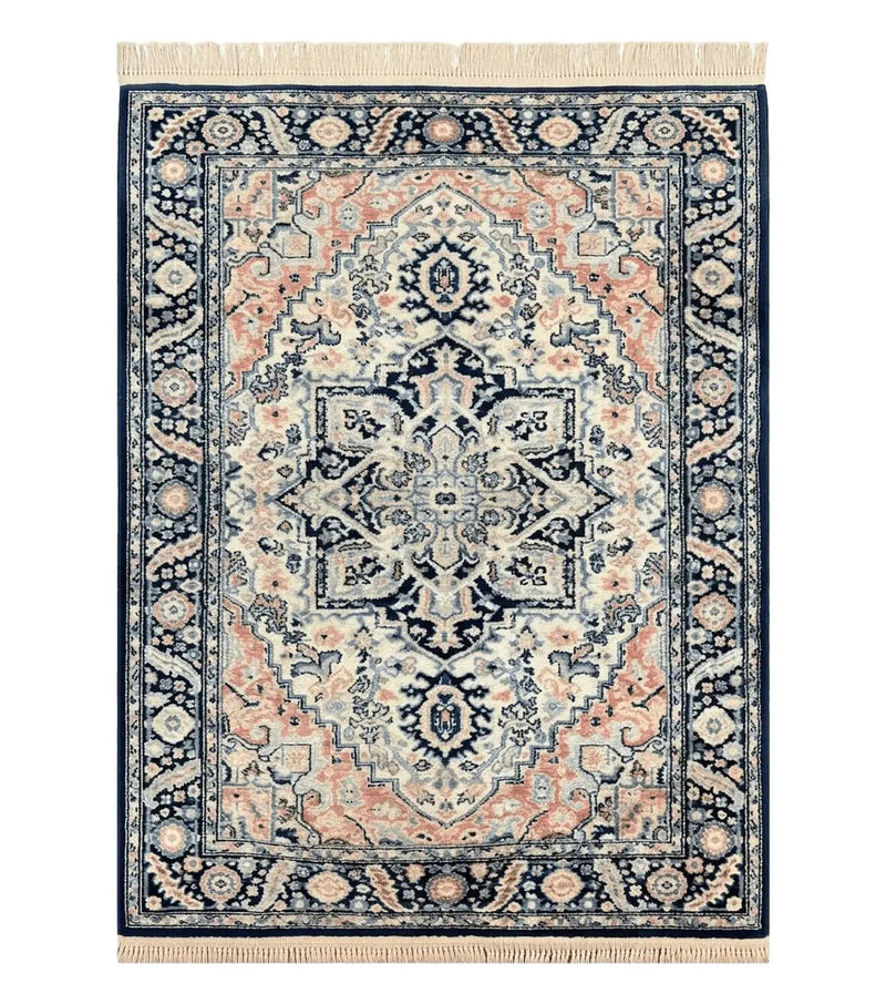 Karastan Blue Heriz Rug #748, Vintage Wool Karastan Carpet 4.3 x 6, Discontinued Original 700 Series Karastan Area Rug by Jewel Rugs