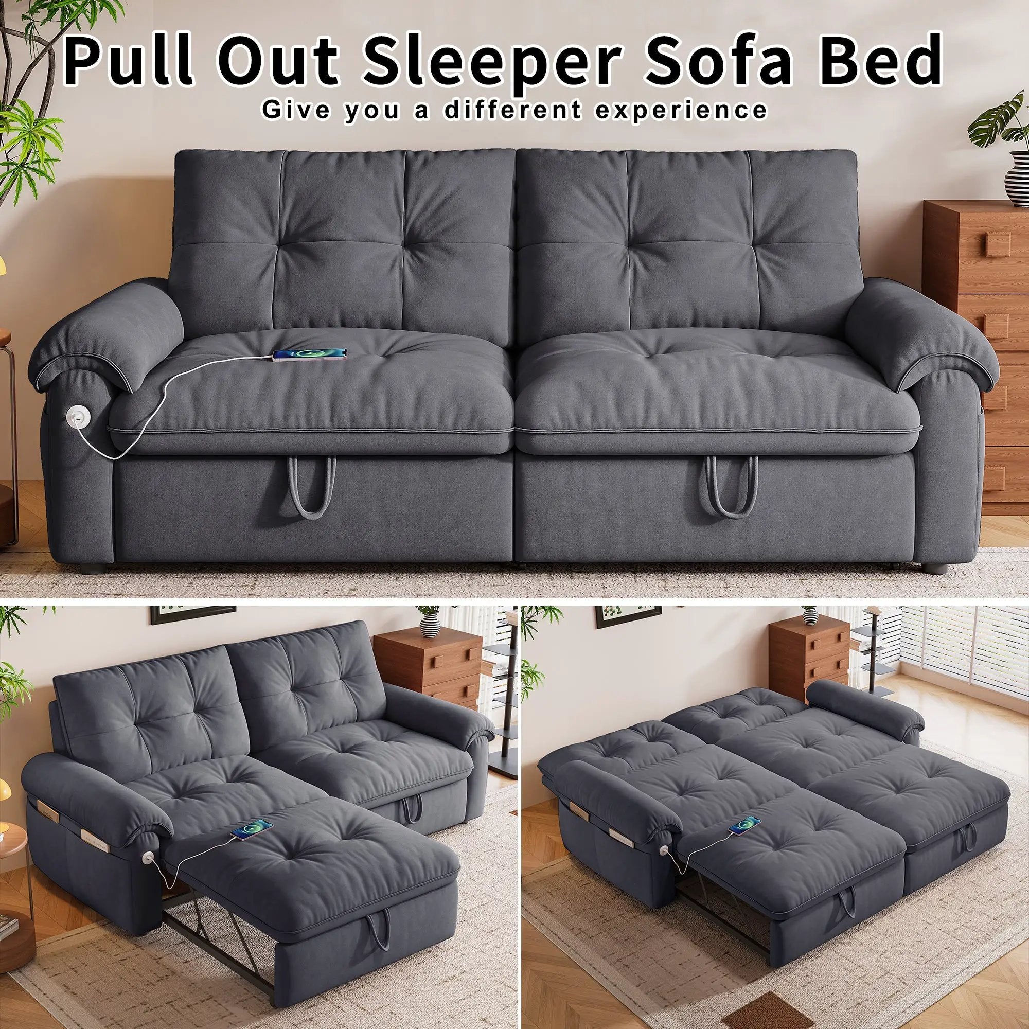 77-Inch Convertible Sofa Bed by HouseOfZazla