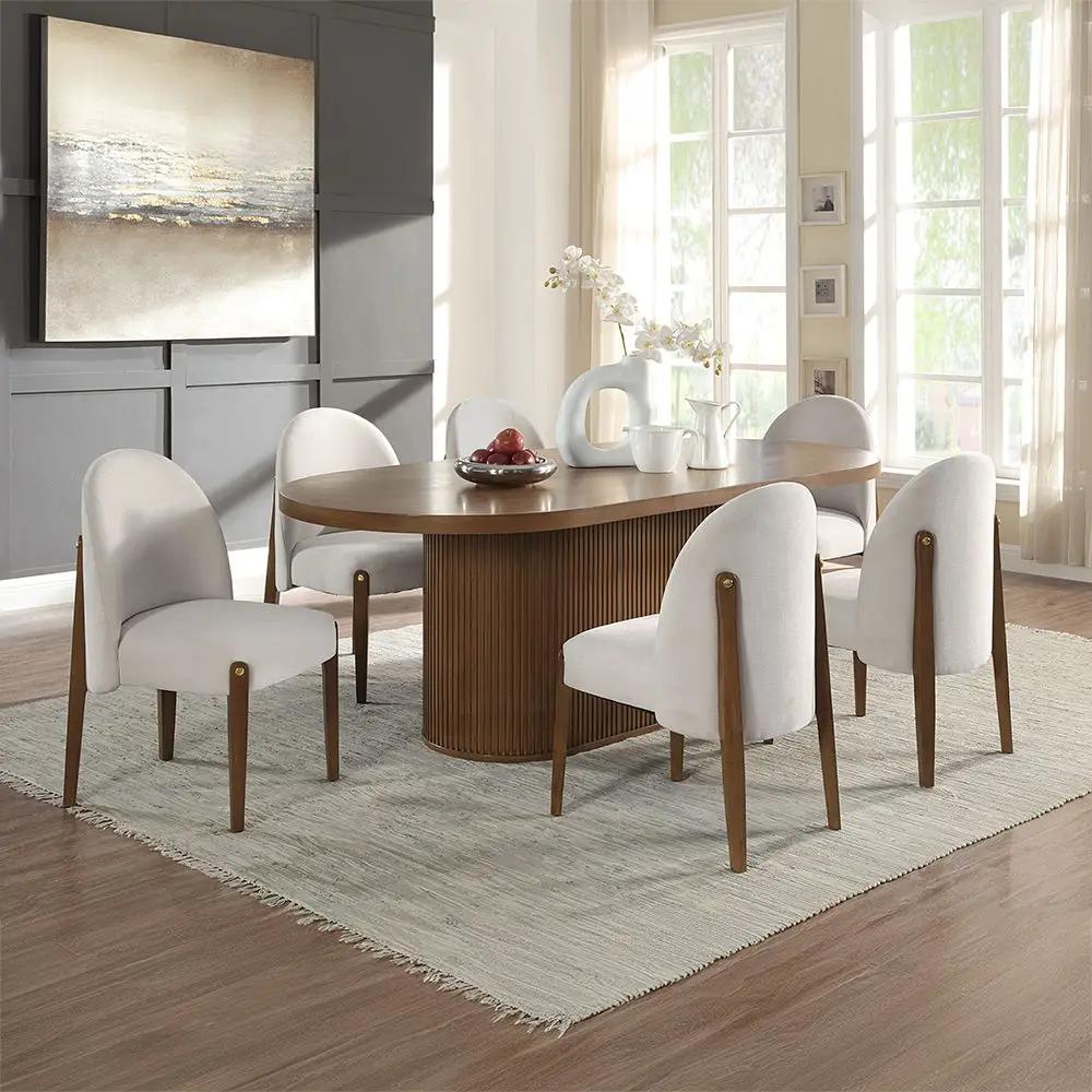 Gamarya - Side Chair (Set of 2) - White Fabric & Oak by Unique Piece Furniture