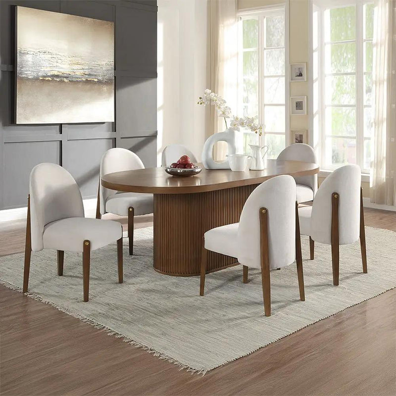 Gamarya - Side Chair (Set of 2) - White Fabric & Oak by Unique Piece Furniture