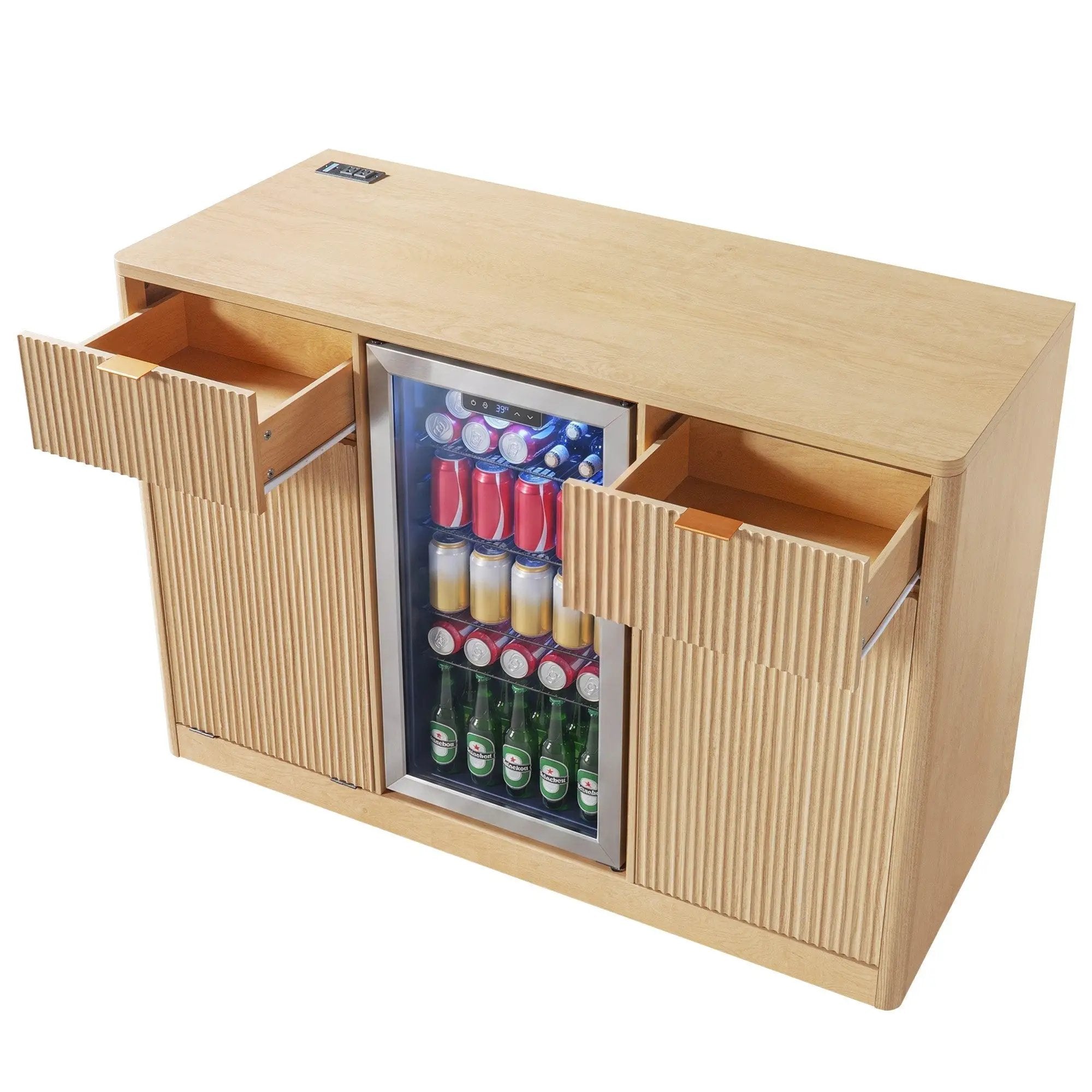K&K 59" Coffee Bar Cabinet with Fridge Space by HouseOfZazla