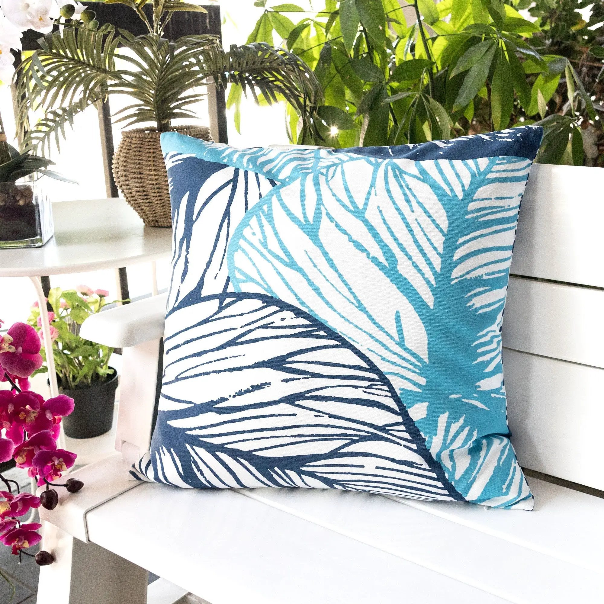 Leaf Vein Outdoor & Indoor Pillow - Indigo by Unique Piece Furniture