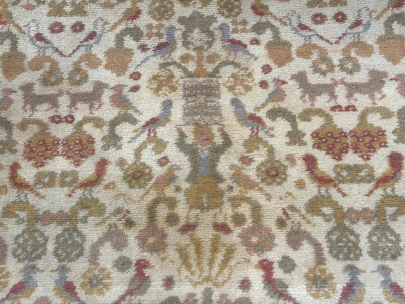 Large Spanish Portuguese Rug 9x15, Beige, Vintage, Allover Pattern, Wool by Jewel Rugs