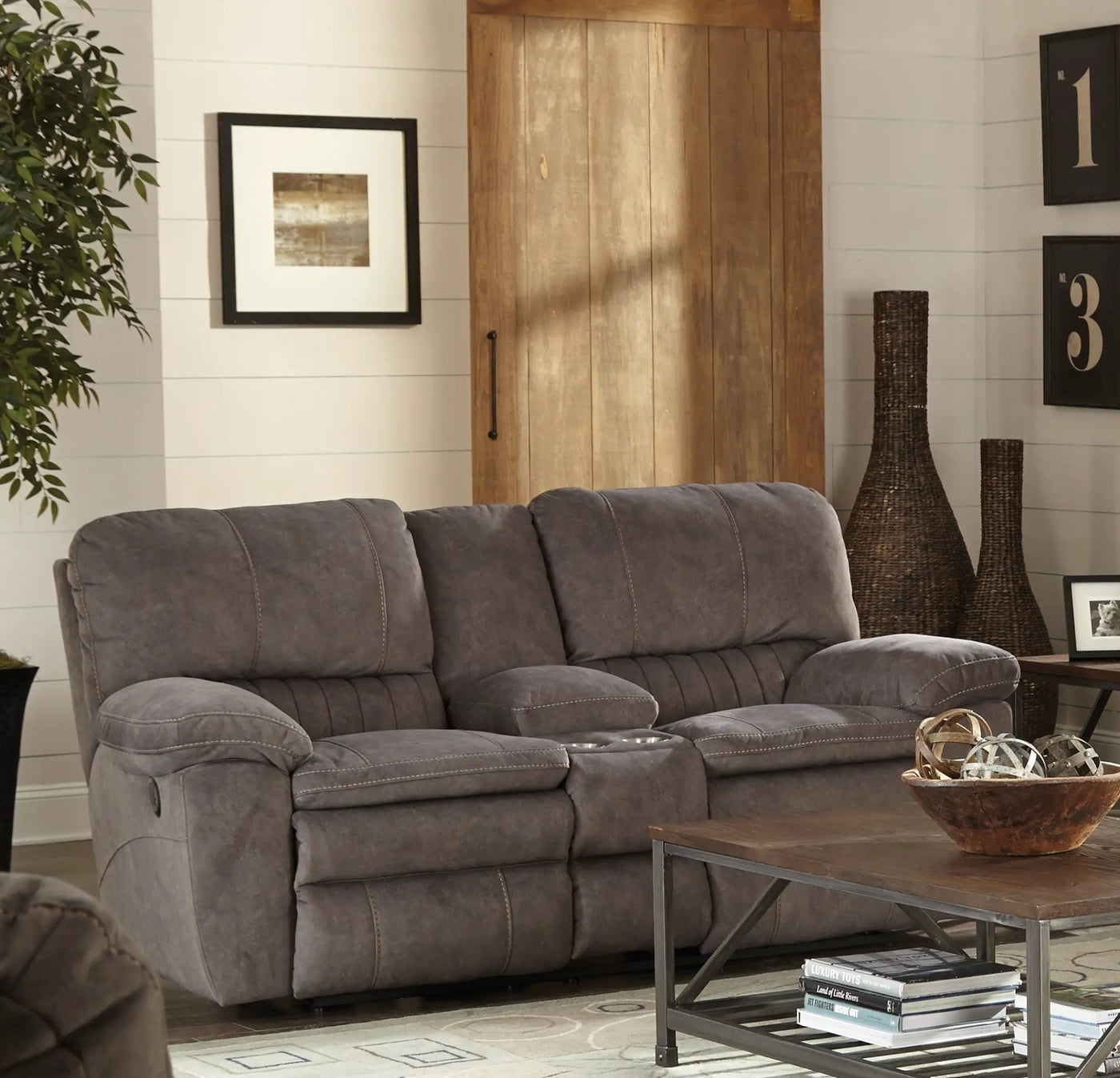 Reyes - Power Lay Flat Reclining Console Loveseat With Storage & Cupholders by Unique Piece Furniture