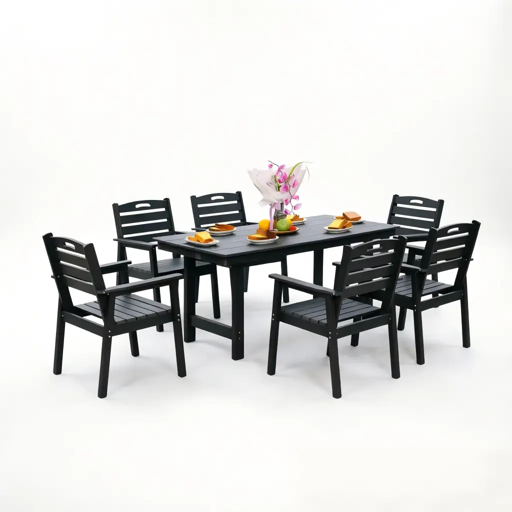 HDPE Outdoor Patio Dining Set with 6 Chairs by HouseOfZazla