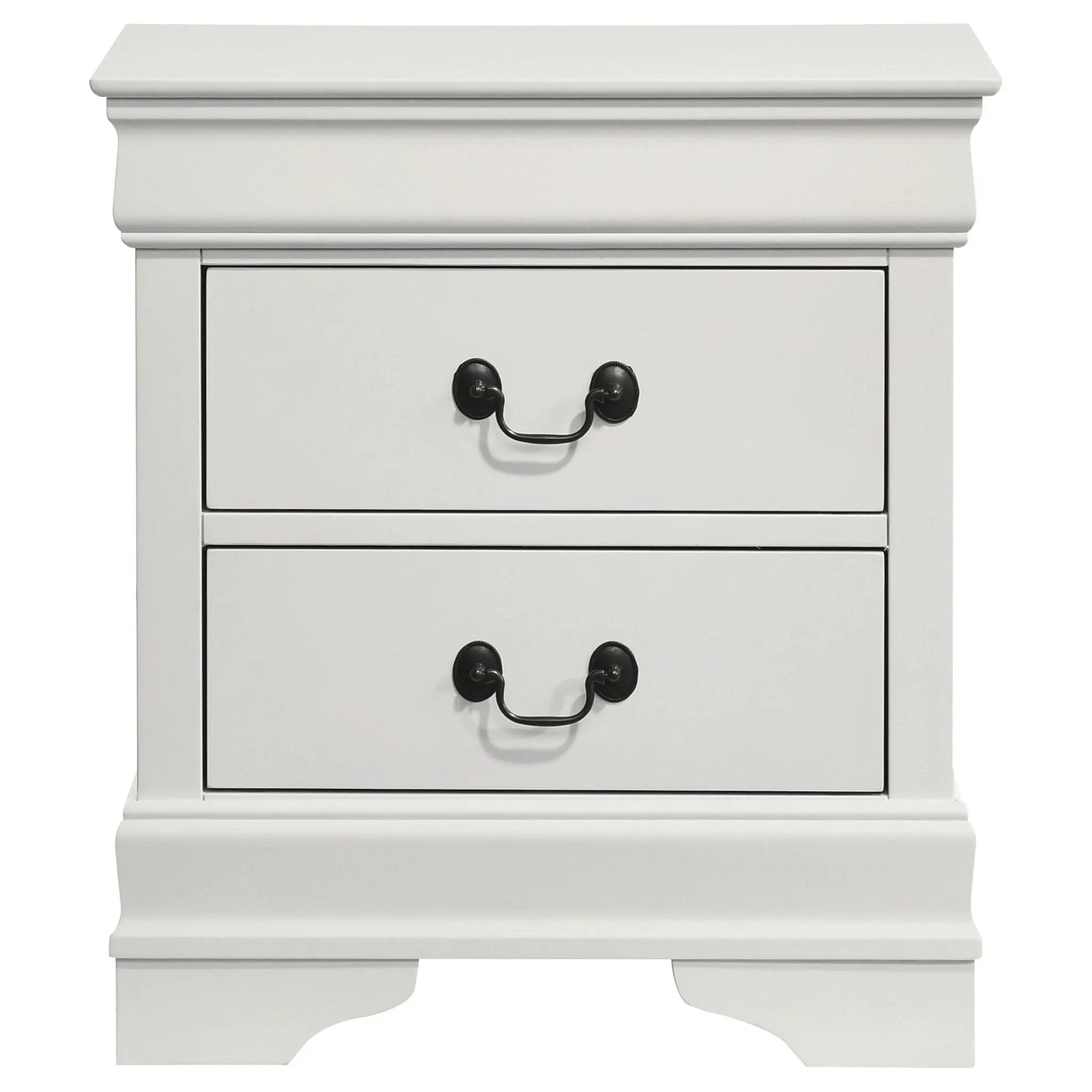 Louis Philippe 2-drawer Nightstand Bedside Table White by Unique Piece Furniture