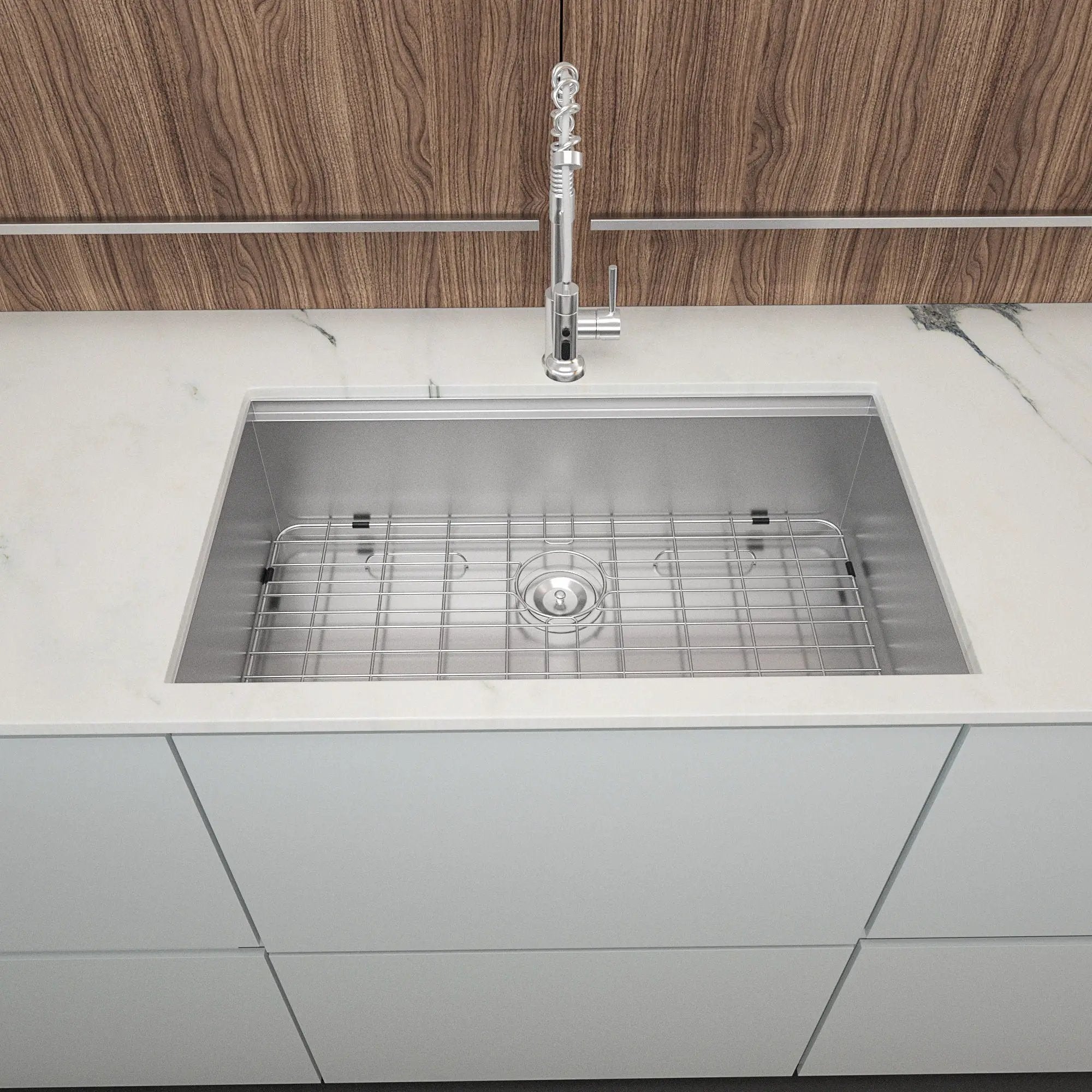 30" Undermount Kitchen Sink 16 Gauge Ledge Workstation - Brushed Nickel by HouseOfZazla