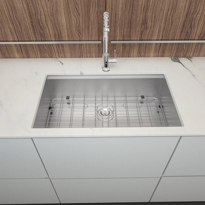 30" Undermount Kitchen Sink 16 Gauge Ledge Workstation - Brushed Nickel by HouseOfZazla